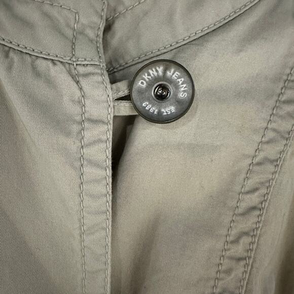 DKNY JEANS Women's Casual Button Khaki Tie Jacket 3/4 Sleeve - Large - Picture 4 of 8